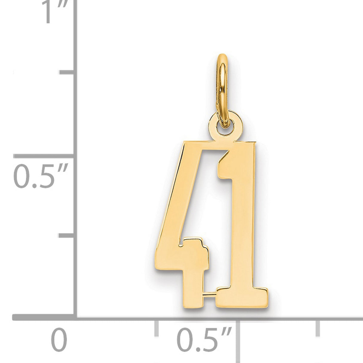 14k Yellow Gold Number 41 Pendant Charm, Cutout Design with Polished Finish, Unisex Sports Theme