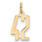14k Yellow Gold Number 42 Pendant Charm with Modern Cutout Design