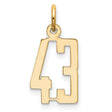 14k Yellow Gold Number 43 Pendant, Bold Cut-Out Block Design Sports Charm