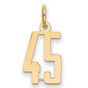 Small Elongated Number 45 Charm Pendant in Real 14k Yellow Gold