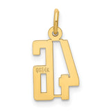 Small Elongated Number 46 Charm Pendant in Real 14k Yellow Gold