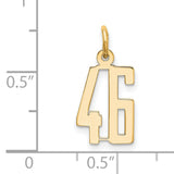 Small Elongated Number 46 Charm Pendant in Real 14k Yellow Gold