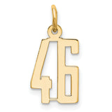 Small Elongated Number 46 Charm Pendant in Real 14k Yellow Gold