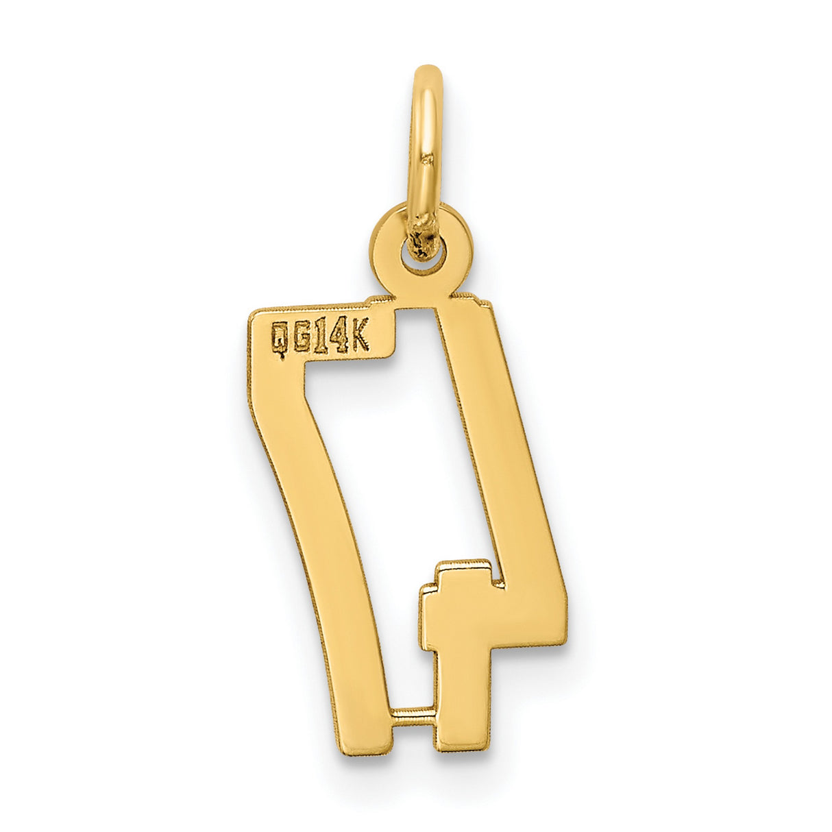 Small Elongated Number 47 Charm Pendant in Real 14k Yellow Gold