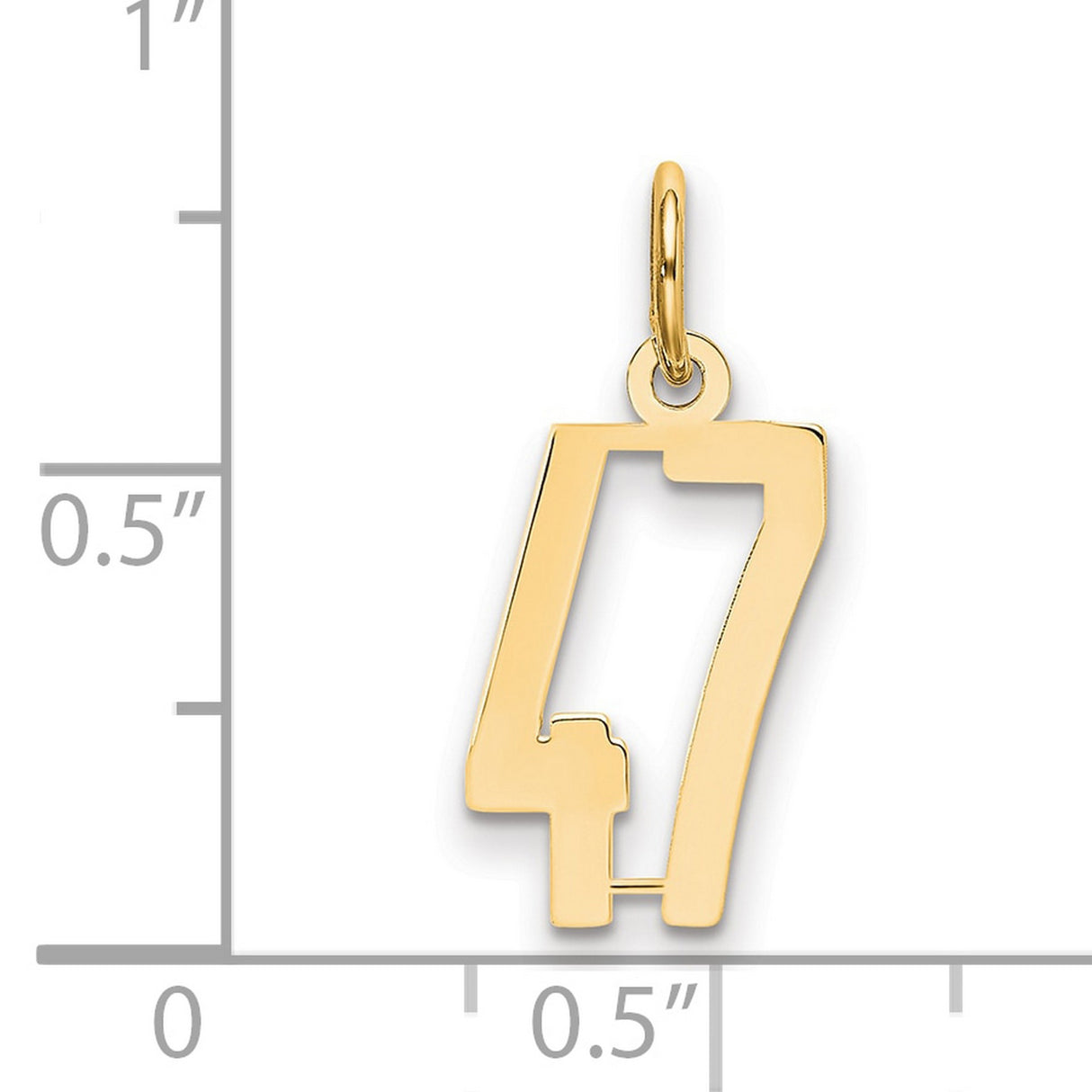 Small Elongated Number 47 Charm Pendant in Real 14k Yellow Gold