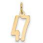 Small Elongated Number 47 Charm Pendant in Real 14k Yellow Gold