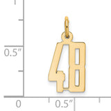 14k Yellow Gold Number 48 Pendant, Sports Jersey Charm with Polished Finish
