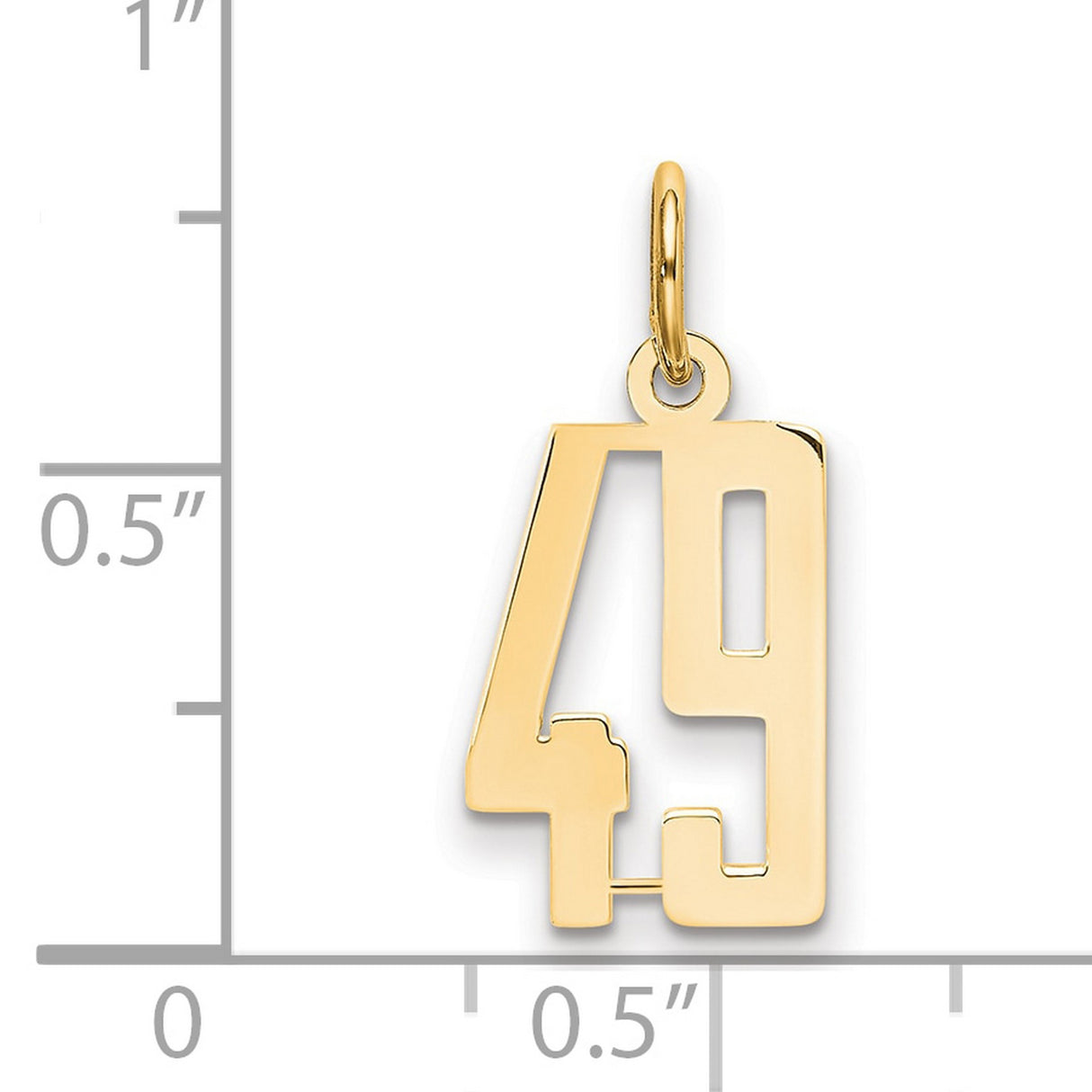 Small Elongated Number 49 Charm Pendant in Real 14k Yellow Gold
