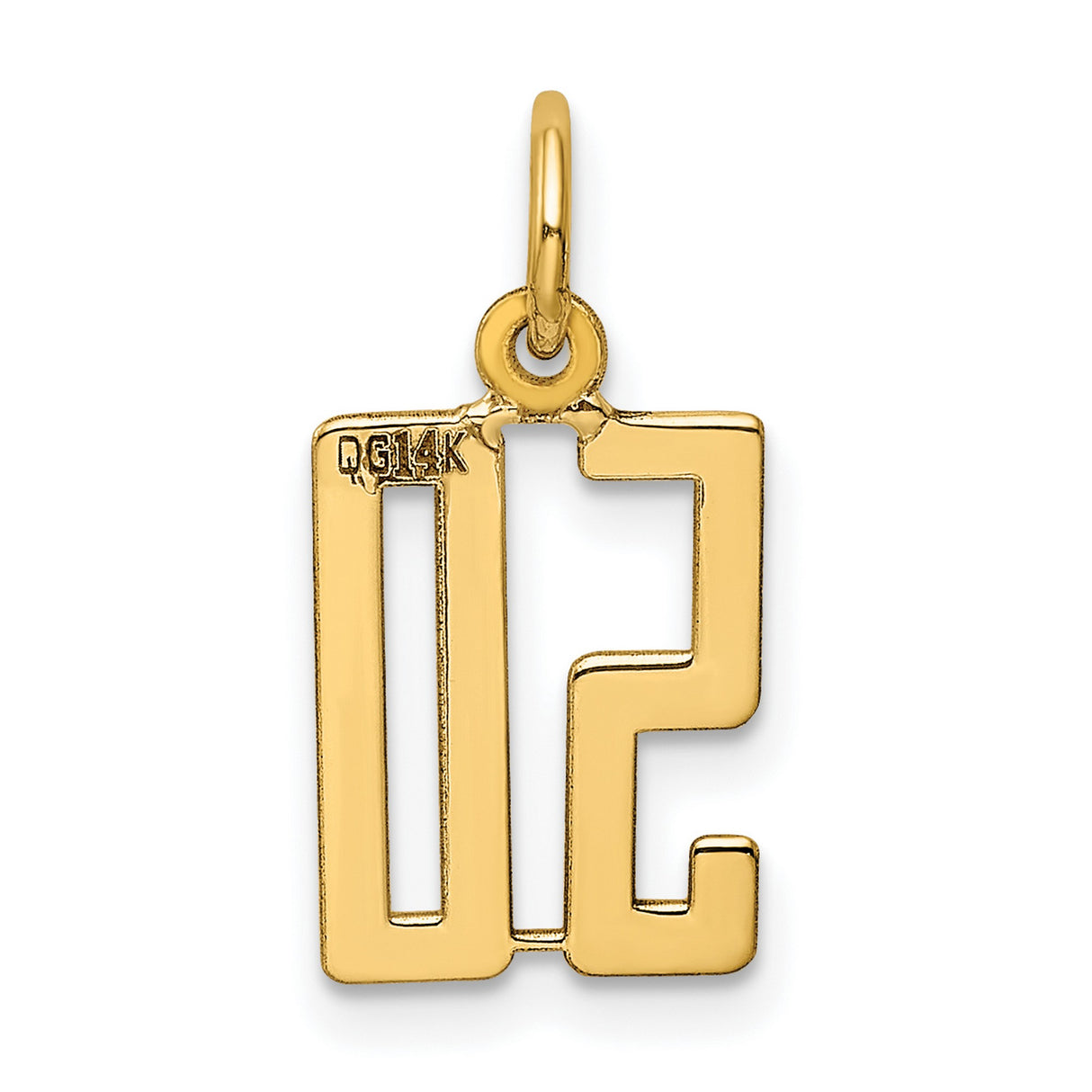 14k Yellow Gold Number 50 Pendant, Modern Cutout Milestone Charm, Unisex Anniversary Jewelry