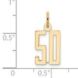 14k Yellow Gold Number 50 Pendant, Modern Cutout Milestone Charm, Unisex Anniversary Jewelry