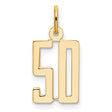 14k Yellow Gold Number 50 Pendant, Modern Cutout Milestone Charm, Unisex Anniversary Jewelry