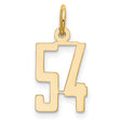Small Elongated Number 54 Charm Pendant in Real 14k Yellow Gold