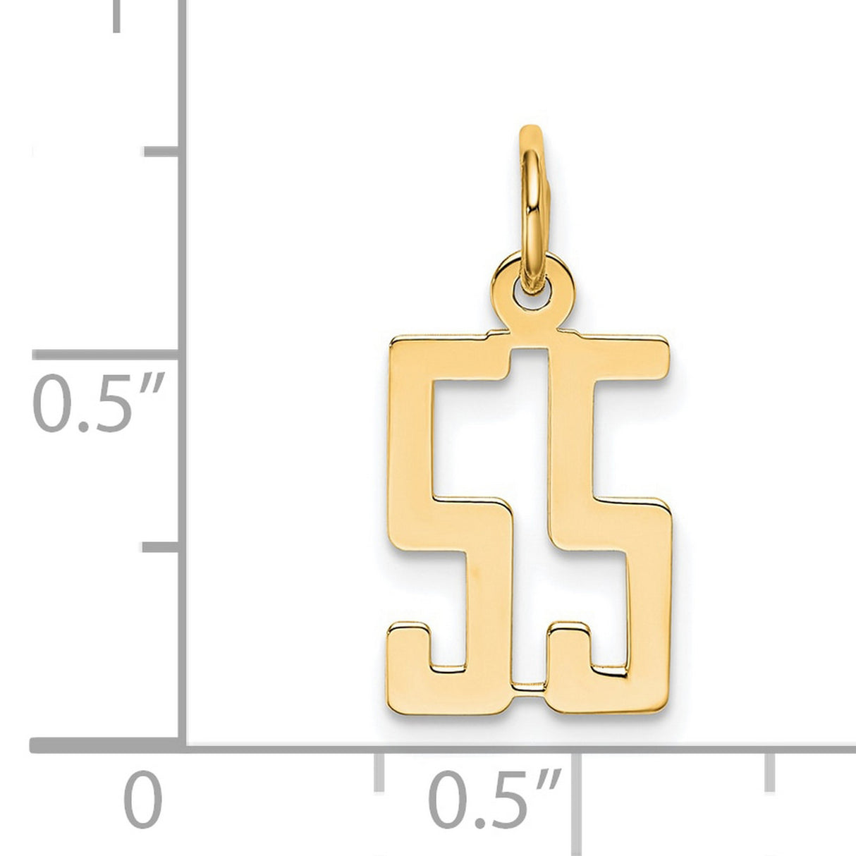 14k Yellow Gold Number 55 Pendant with Bold Block Design, Unisex Numeric Charm