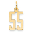 14k Yellow Gold Number 55 Pendant with Bold Block Design, Unisex Numeric Charm