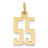 14k Yellow Gold Number 55 Pendant with Bold Block Design, Unisex Numeric Charm