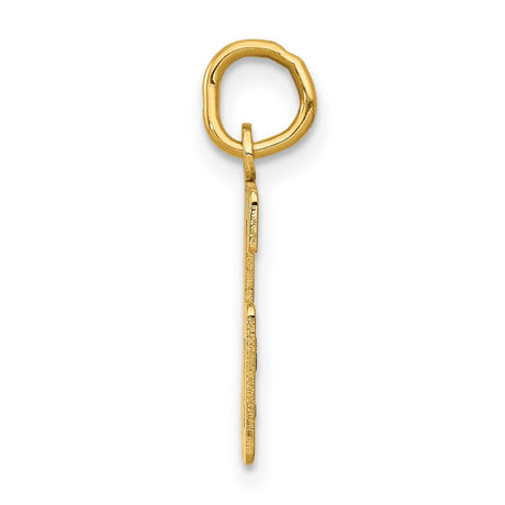 Small Polished Elongated Number 56 Charm Pendant in Real 14k Yellow Gold
