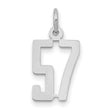 Small Polished Elongated 57 Charm Pendant in Real 14k White Gold