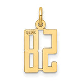 Small Elongated Number 58 Charm Pendant in Real 14k Yellow Gold