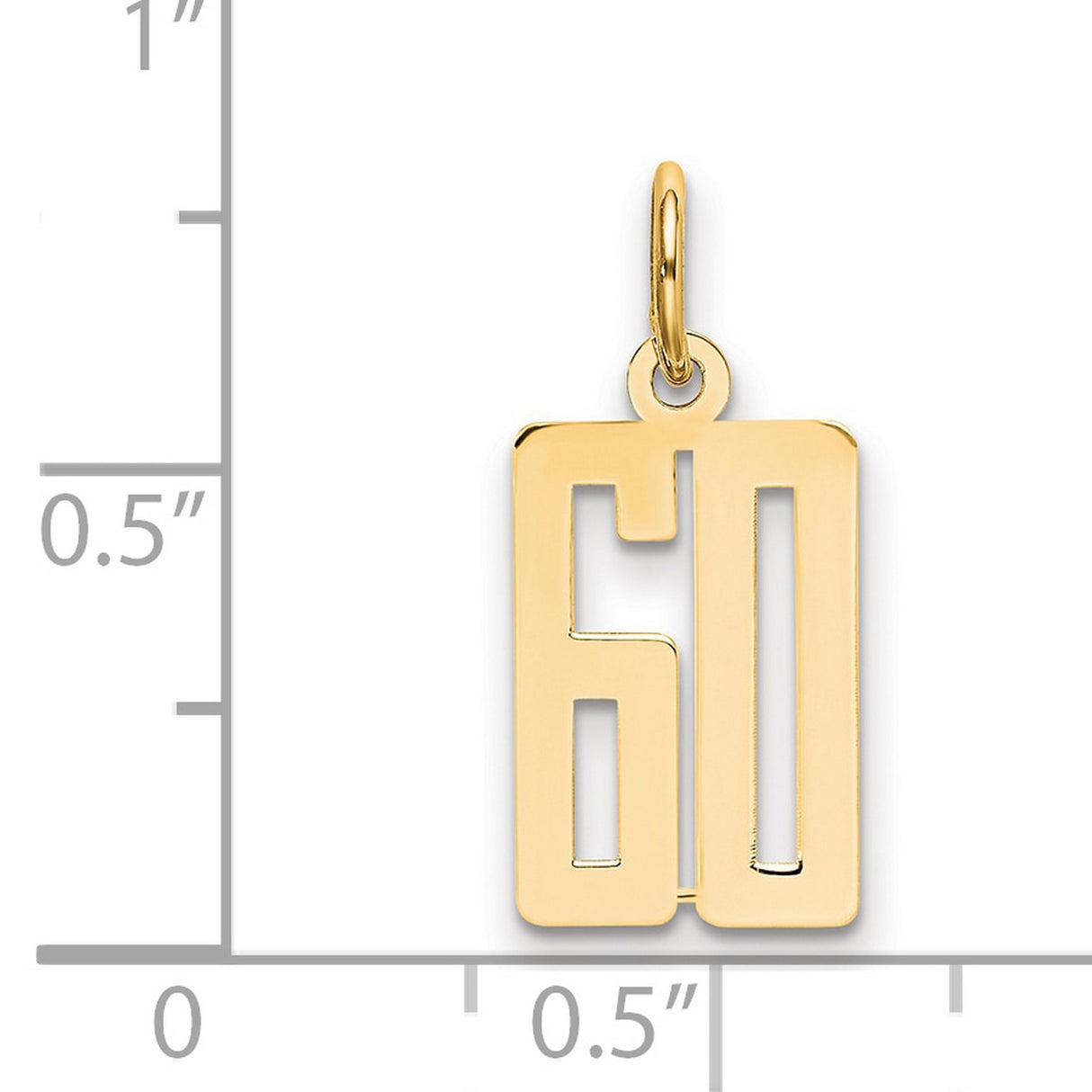14k Yellow Gold Number 60 Pendant Charm, Polished Milestone Jewelry for Men and Women
