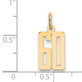 14k Yellow Gold Number 60 Pendant Charm, Polished Milestone Jewelry for Men and Women