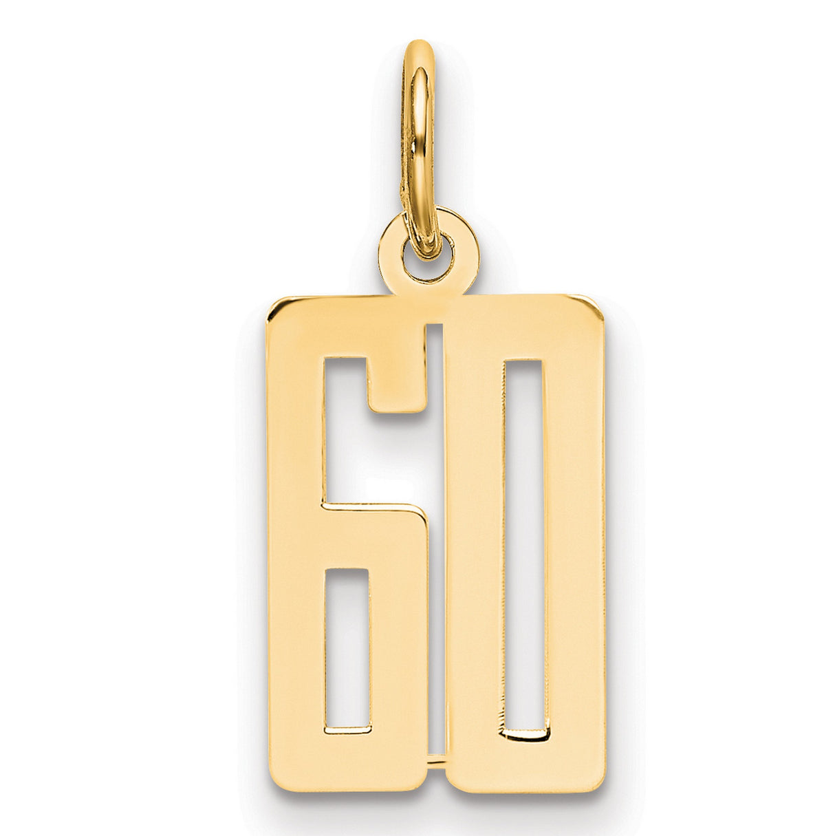 14k Yellow Gold Number 60 Pendant Charm, Polished Milestone Jewelry for Men and Women