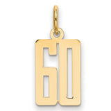 14k Yellow Gold Number 60 Pendant Charm, Polished Milestone Jewelry for Men and Women