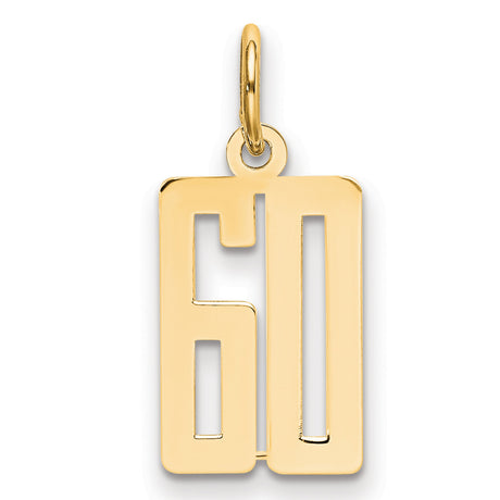 14k Yellow Gold Number 60 Pendant Charm, Polished Milestone Jewelry for Men and Women