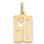 14k Yellow Gold Number 60 Pendant Charm, Polished Milestone Jewelry for Men and Women