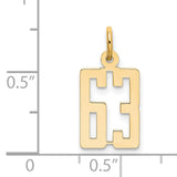 Small Elongated Number 63 Charm Pendant in Real 14k Yellow Gold
