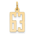 Small Elongated Number 63 Charm Pendant in Real 14k Yellow Gold