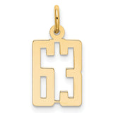 Small Elongated Number 63 Charm Pendant in Real 14k Yellow Gold