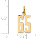 Small Elongated Number 65 Charm Pendant in Real 14k Yellow Gold