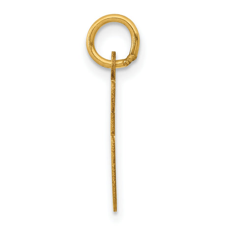 Small Elongated Number 66 Charm Pendant in Real 14k Yellow Gold