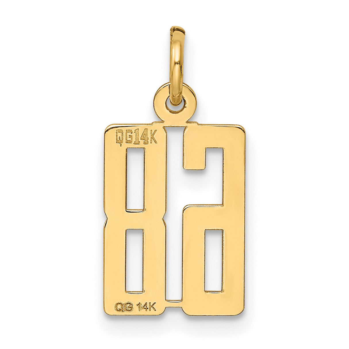 Small Elongated Number 68 Charm Pendant in Real 14k Yellow Gold