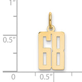 Small Elongated Number 68 Charm Pendant in Real 14k Yellow Gold