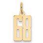 Small Elongated Number 68 Charm Pendant in Real 14k Yellow Gold