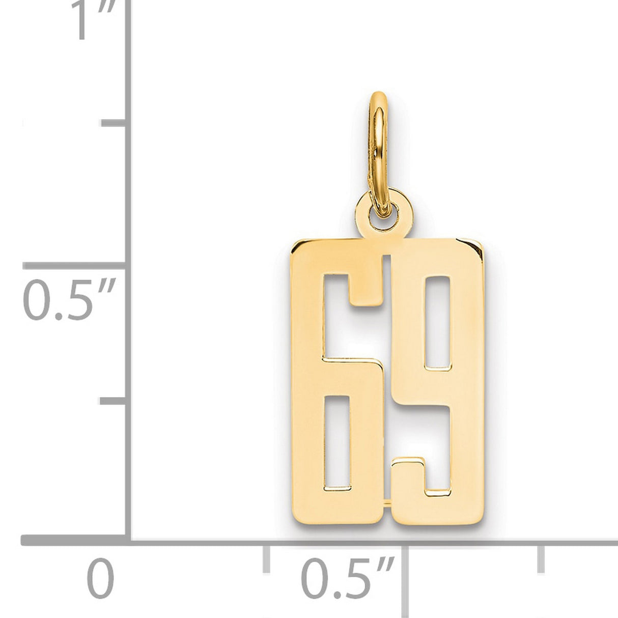 Small Elongated Number 69 Charm Pendant in Real 14k Yellow Gold