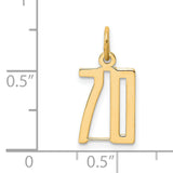 Small Elongated Number 70 Charm Pendant in Real 14k Yellow Gold