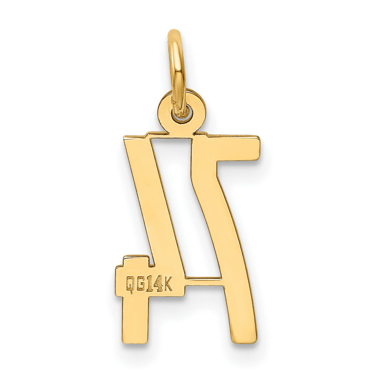 14k Yellow Gold Number 74 Pendant Charm, Polished Milestone Jewelry, Unisex Layering Keepsake