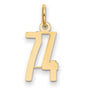 14k Yellow Gold Number 74 Pendant Charm, Polished Milestone Jewelry, Unisex Layering Keepsake