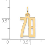 Small Elongated Number 78 Charm Pendant in Real 14k Yellow Gold