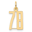 Small Elongated Number 78 Charm Pendant in Real 14k Yellow Gold