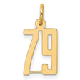 Small Elongated Number 79 Charm Pendant in Real 14k Yellow Gold