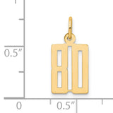 Small Elongated Number 80 Charm Pendant in Real 14k Yellow Gold