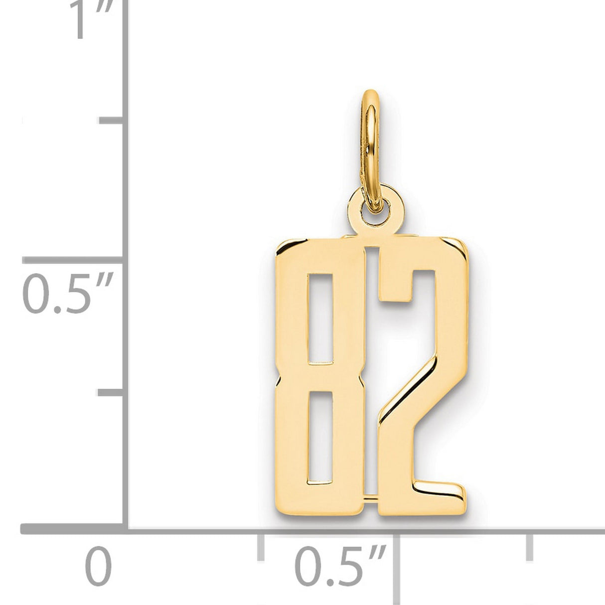 Small Elongated Number 82 Charm Pendant in Real 14k Yellow Gold