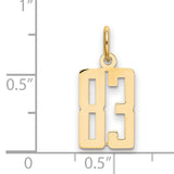 14k Yellow Gold Number 83 Pendant, Bold Cutout Sports Charm, Polished Unisex Jewelry