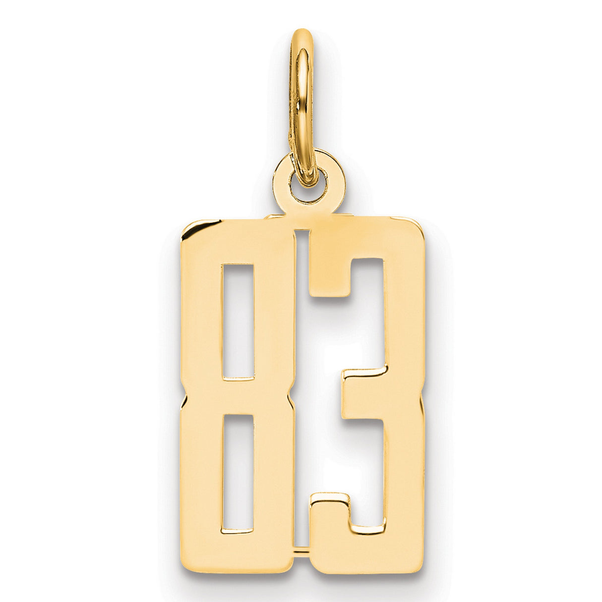 14k Yellow Gold Number 83 Pendant, Bold Cutout Sports Charm, Polished Unisex Jewelry