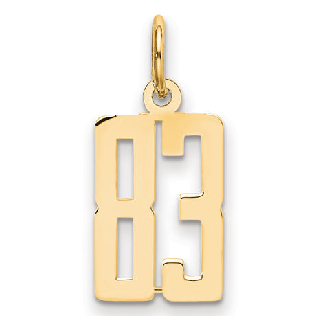 14k Yellow Gold Number 83 Pendant, Bold Cutout Sports Charm, Polished Unisex Jewelry