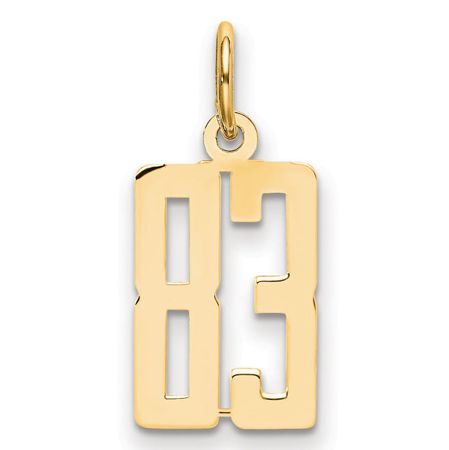 14k Yellow Gold Number 83 Pendant, Bold Cutout Sports Charm, Polished Unisex Jewelry
