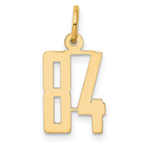 Small Elongated Number 84 Charm Pendant in Real 14k Yellow Gold